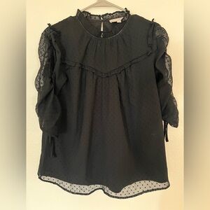 LOFT Black Ruffled Blouse